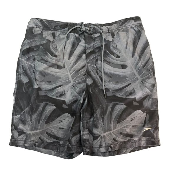 Speedo Men's Swim Trunks Built In Shorts Drawstring XL Gray Grey Polyester Spand - Picture 1 of 5